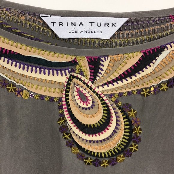 🆕Trina Turk>Silk thread and sequin collar dress - Picture 4 of 11